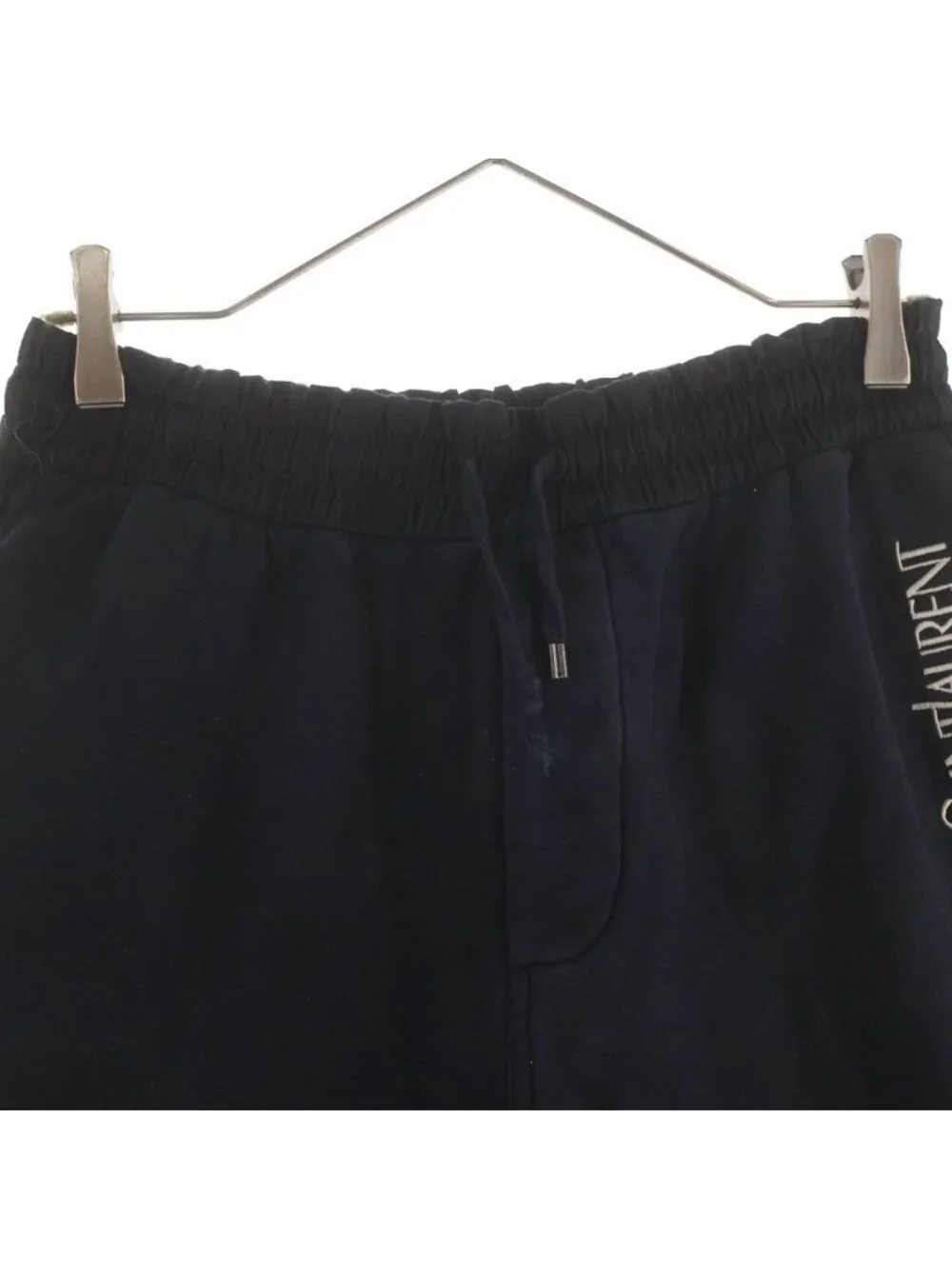 Saint Laurent Paris Logo Embroidery Sweatshirt Short Black